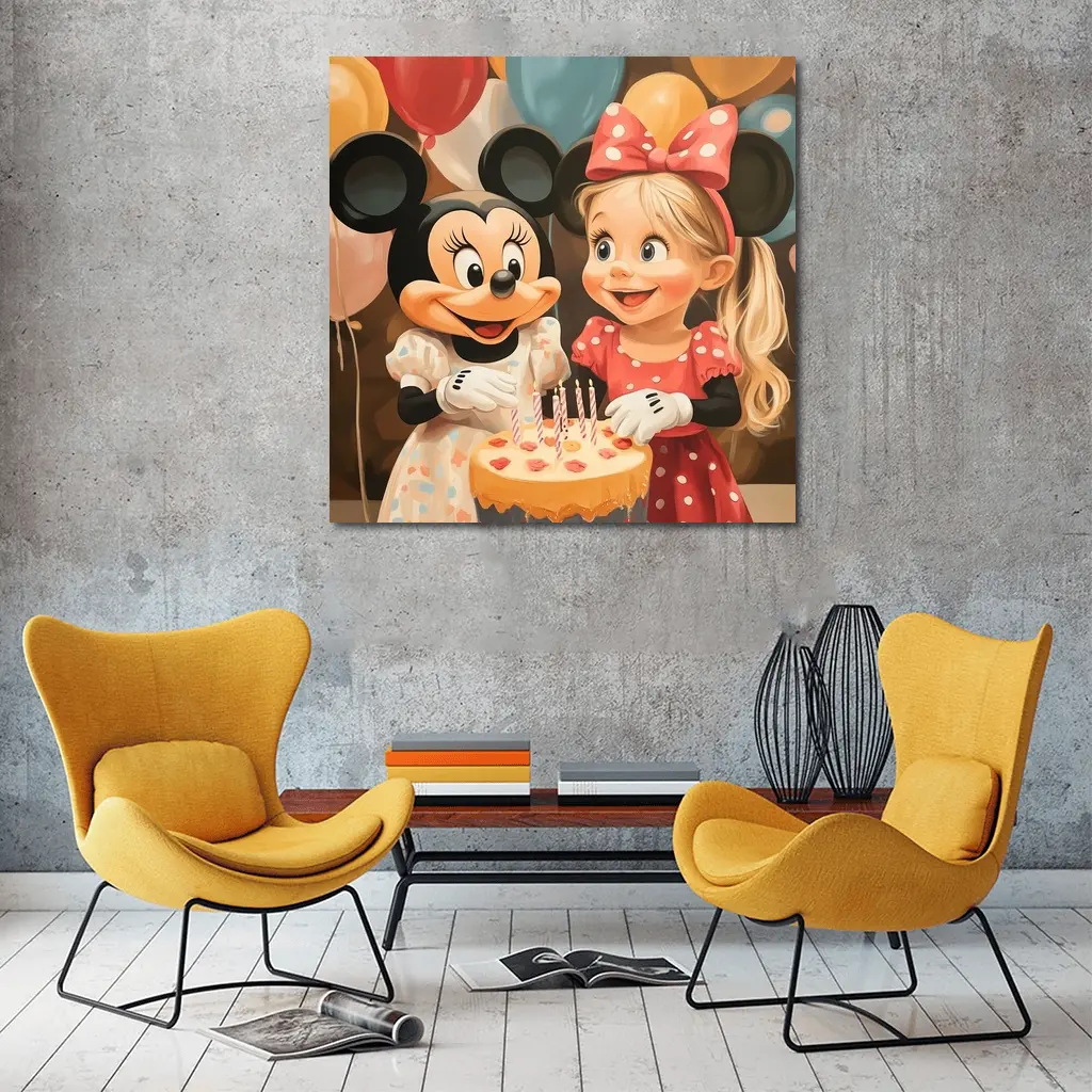 Girl And Mouse Cartoon Birthday Party Balloons – Wall Art