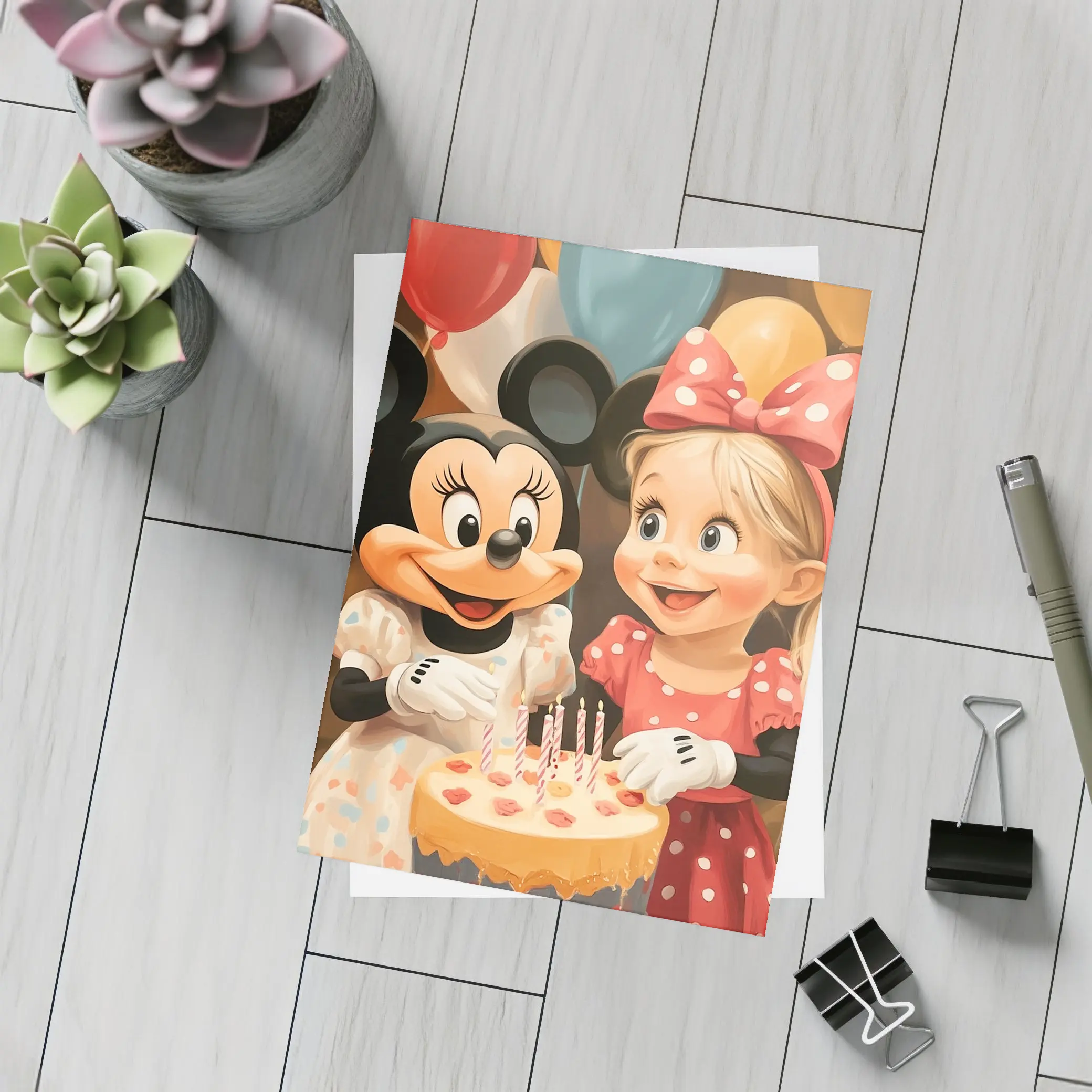 Girl And Mouse Cartoon Birthday Party Balloons – Postcards