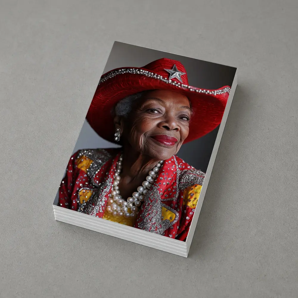 Elderly Woman Red Cowboy Hat Pearl Necklace – Postcards