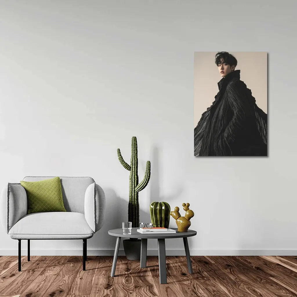Young Asian Man Dramatic Black Cloak Portrait – Wall Art