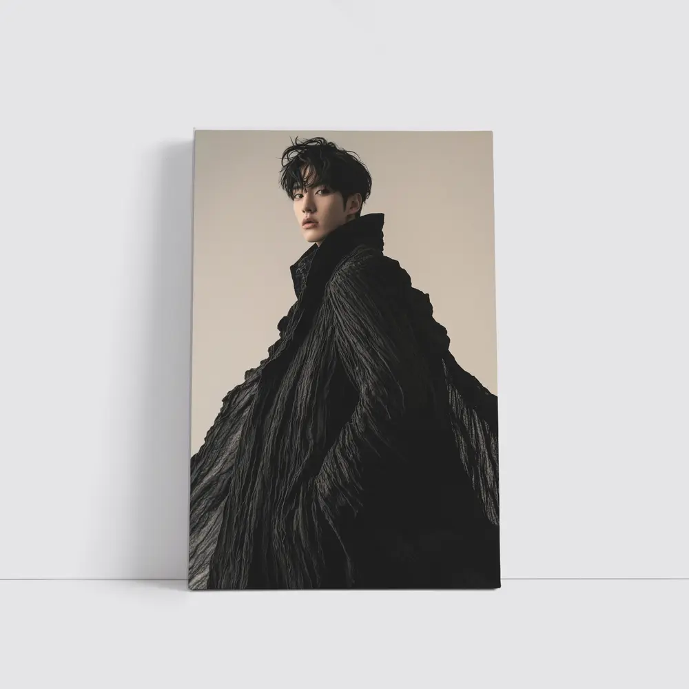 Young Asian Man Dramatic Black Cloak Portrait – Wall Art