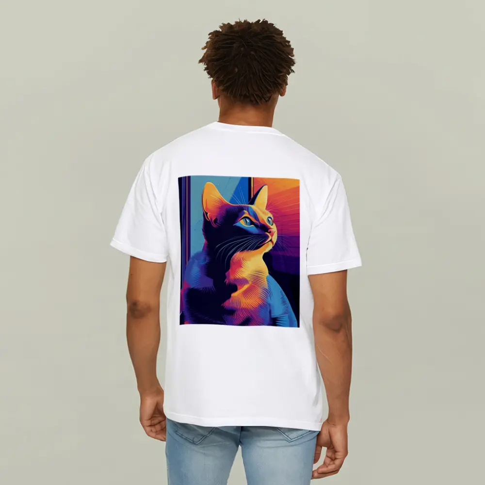 Neon Cat Portrait Colorful Retro Window – T-Shirts