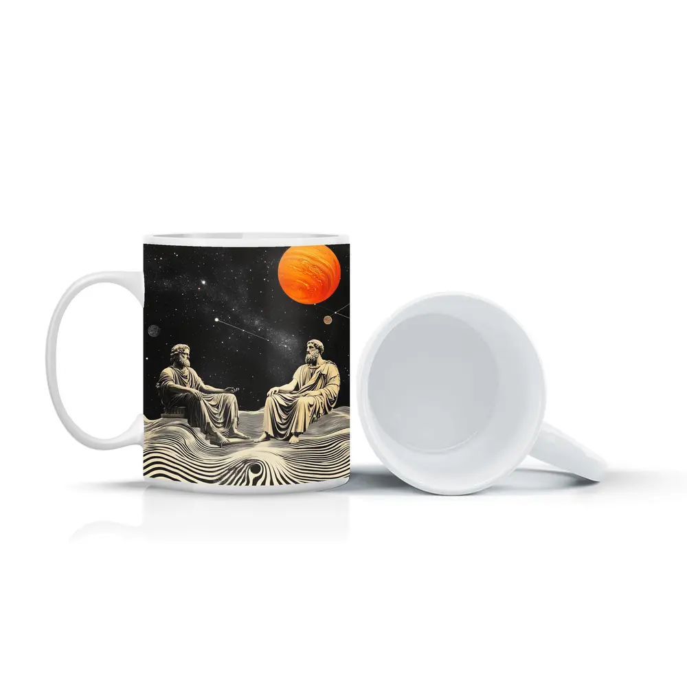Greek Philosophers Sitting Under Cosmic Space – Mugs