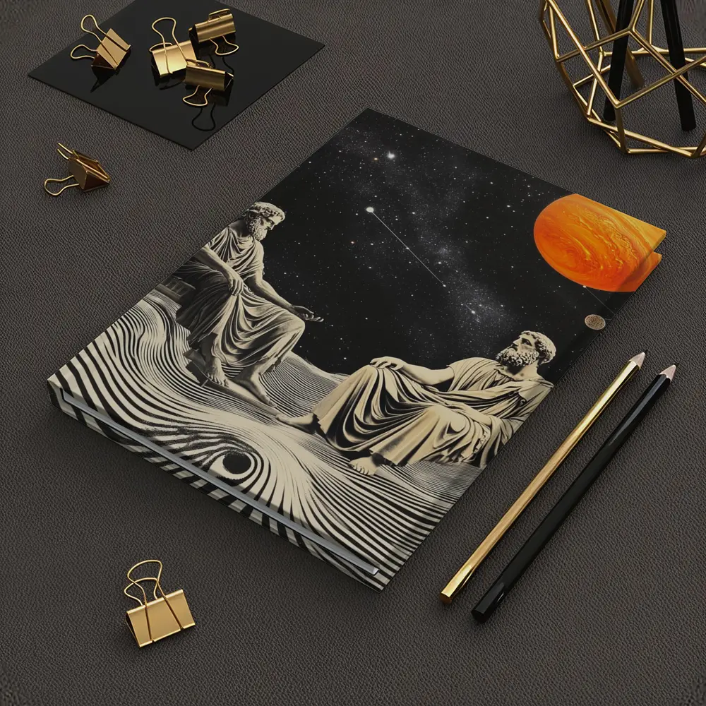 Greek Philosophers Sitting Under Cosmic Space – Notebooks