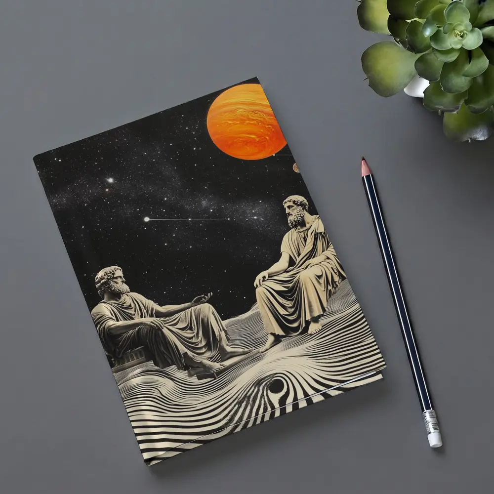 Greek Philosophers Sitting Under Cosmic Space – Notebooks