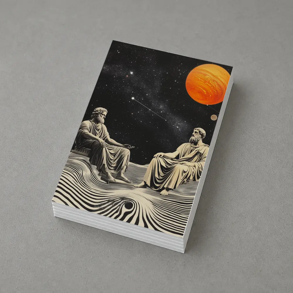 Greek Philosophers Sitting Under Cosmic Space – Postcards