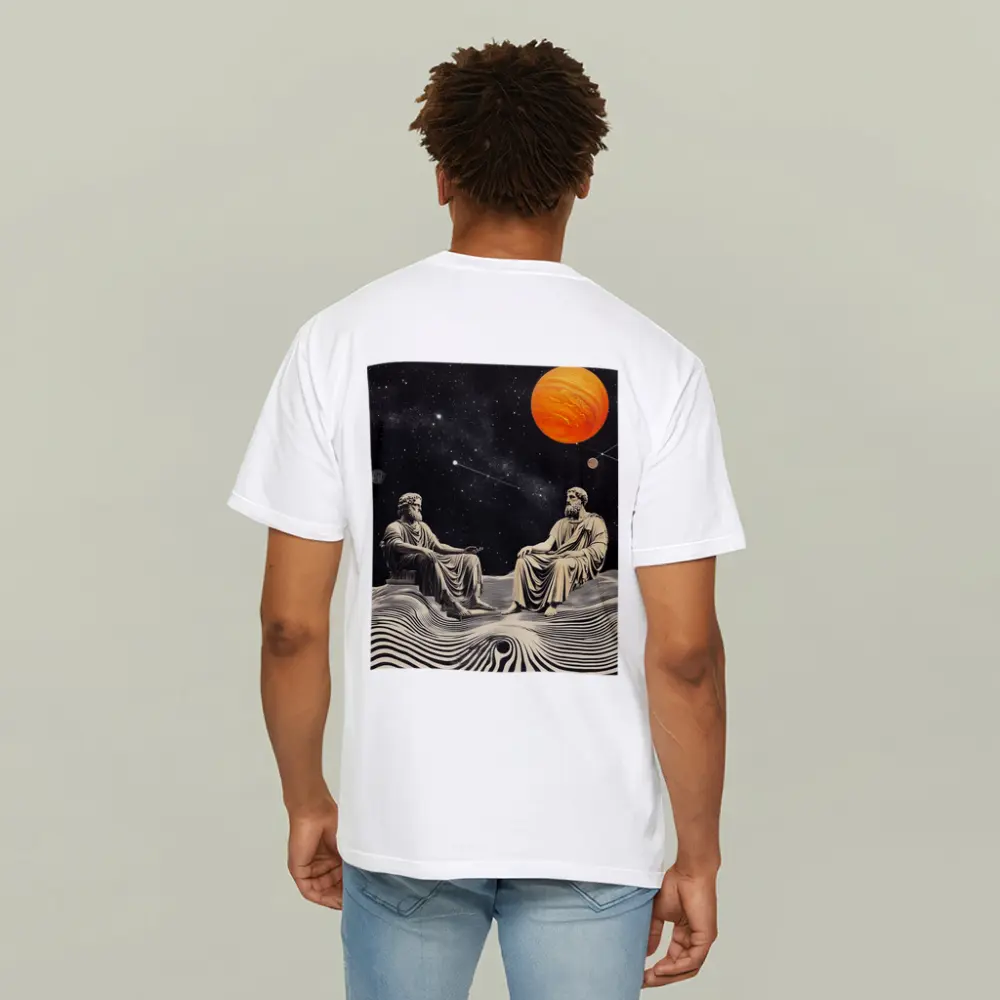 Greek Philosophers Sitting Under Cosmic Space – T-Shirts