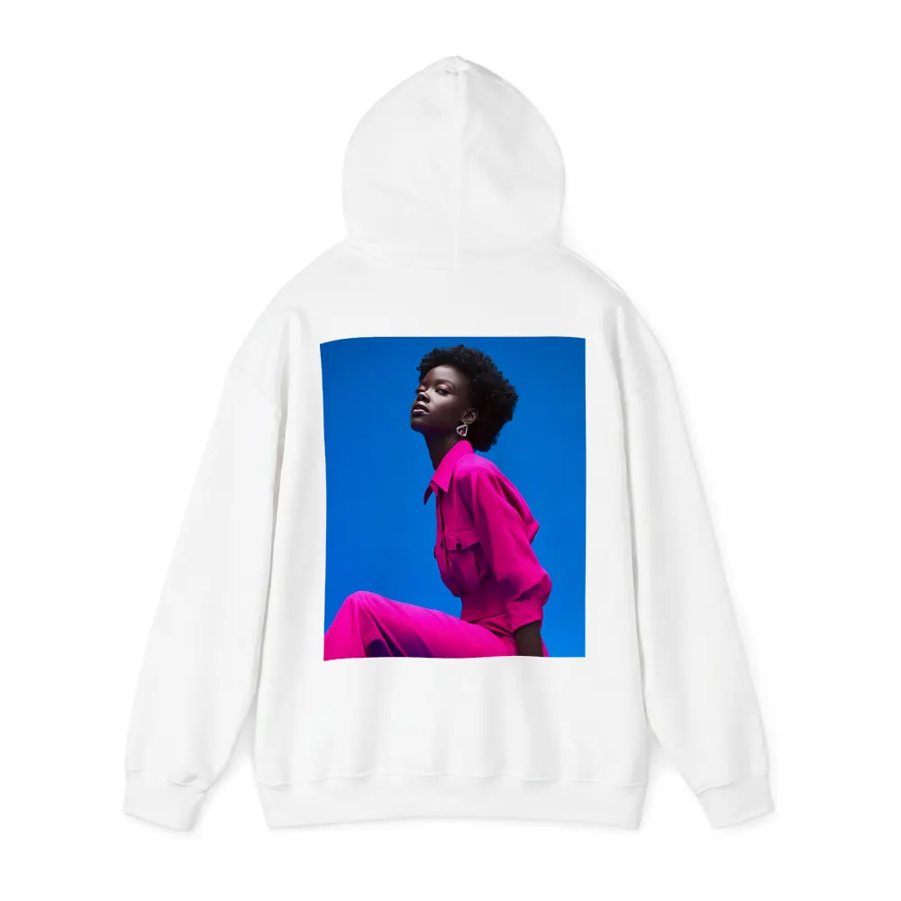 Woman in Magenta Outfit Against Blue Sky – Hoodies