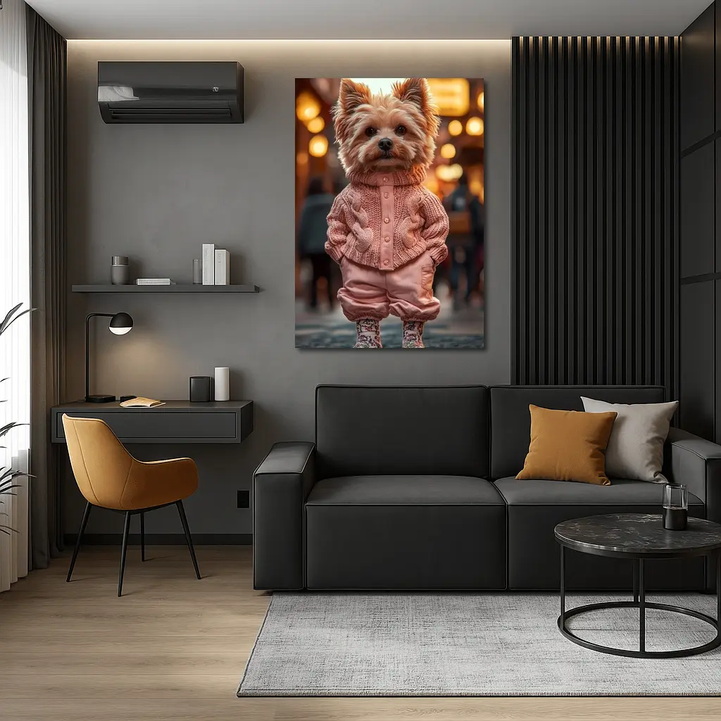 Yorkshire Terrier Pink Sweater City Street – Wall Art