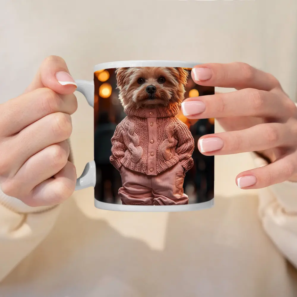 Yorkshire Terrier Pink Sweater City Street – Mugs