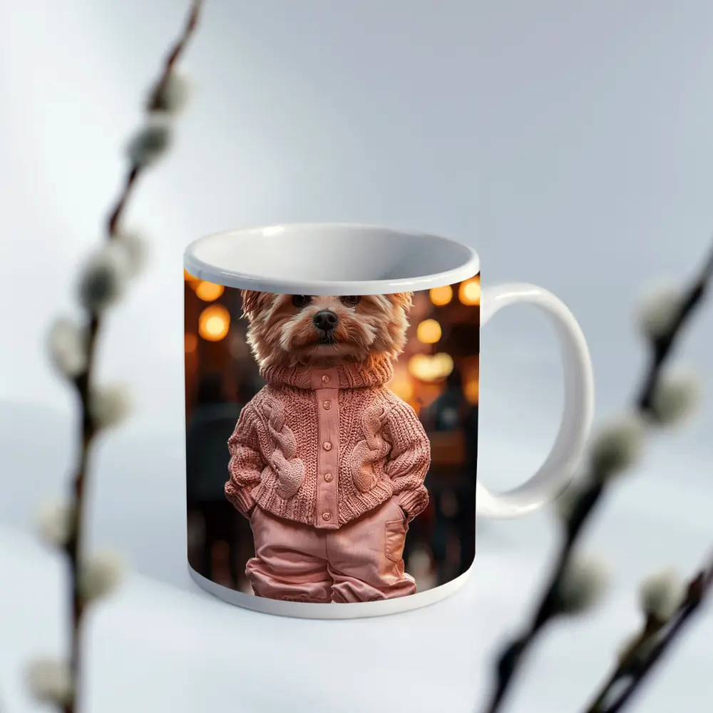 Yorkshire Terrier Pink Sweater City Street – Mugs
