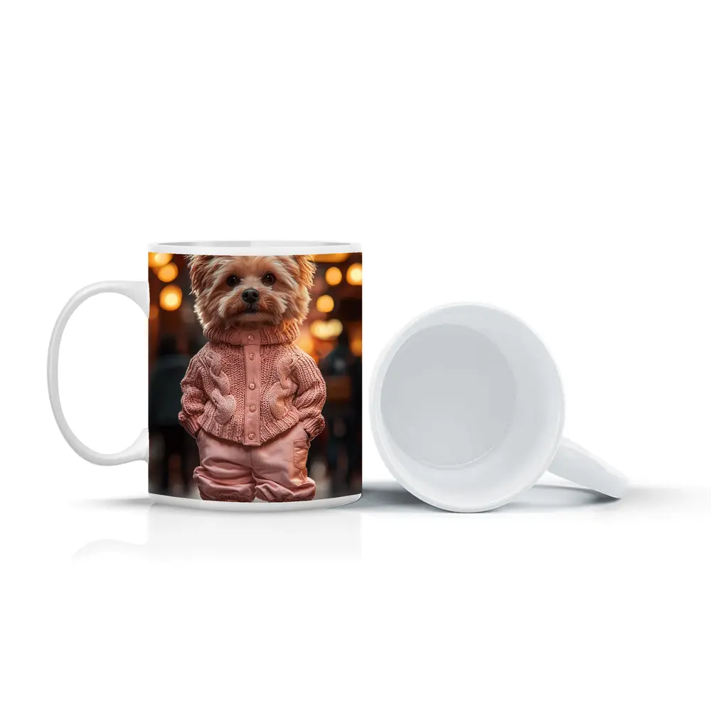 Yorkshire Terrier Pink Sweater City Street – Mugs