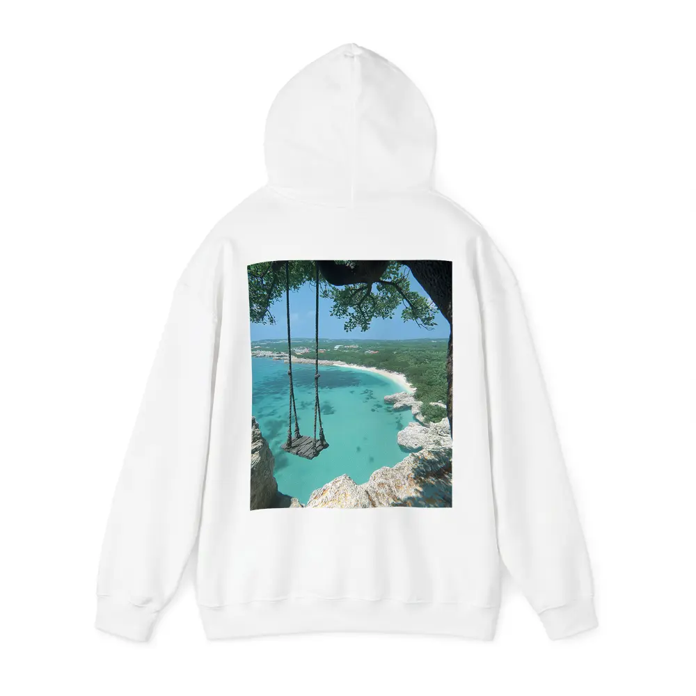 Wooden Swing Overlooking Turquoise Caribbean Beach – Hoodies