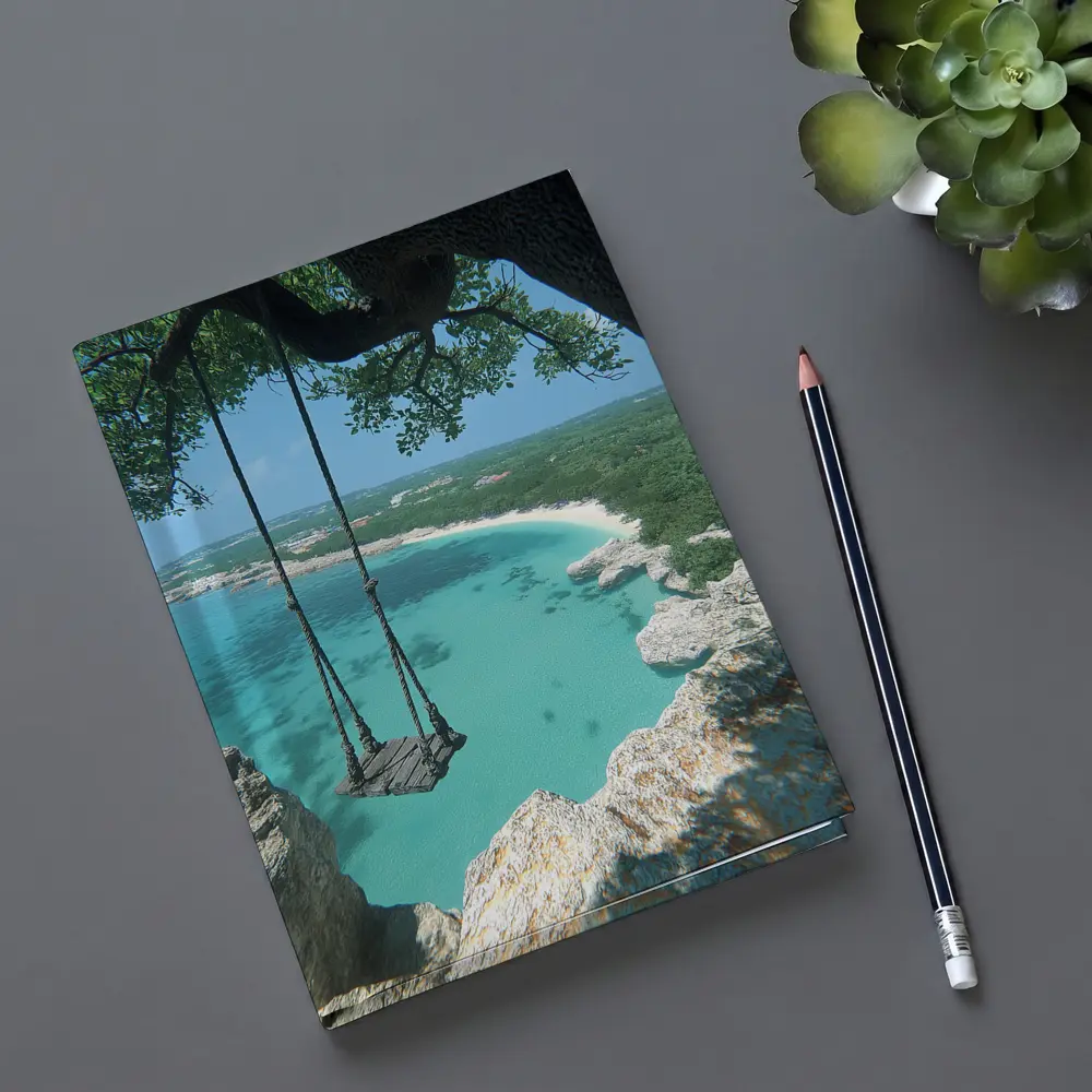 Wooden Swing Overlooking Turquoise Caribbean Beach – Notebooks