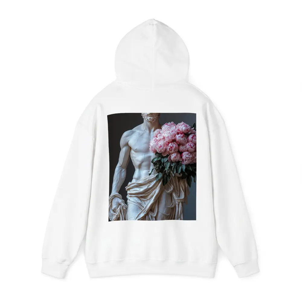 Greek Marble Statue Holding Pink Peonies – Hoodies