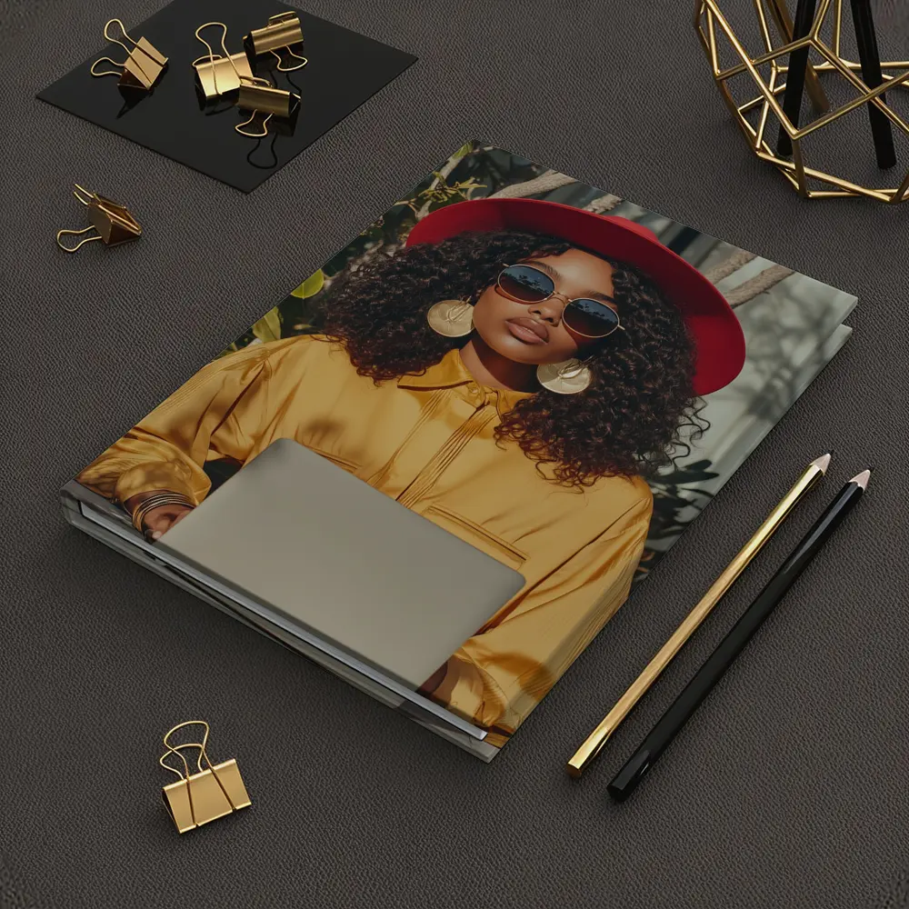 Stylish Woman Red Hat Yellow Blouse Laptop – Notebooks
