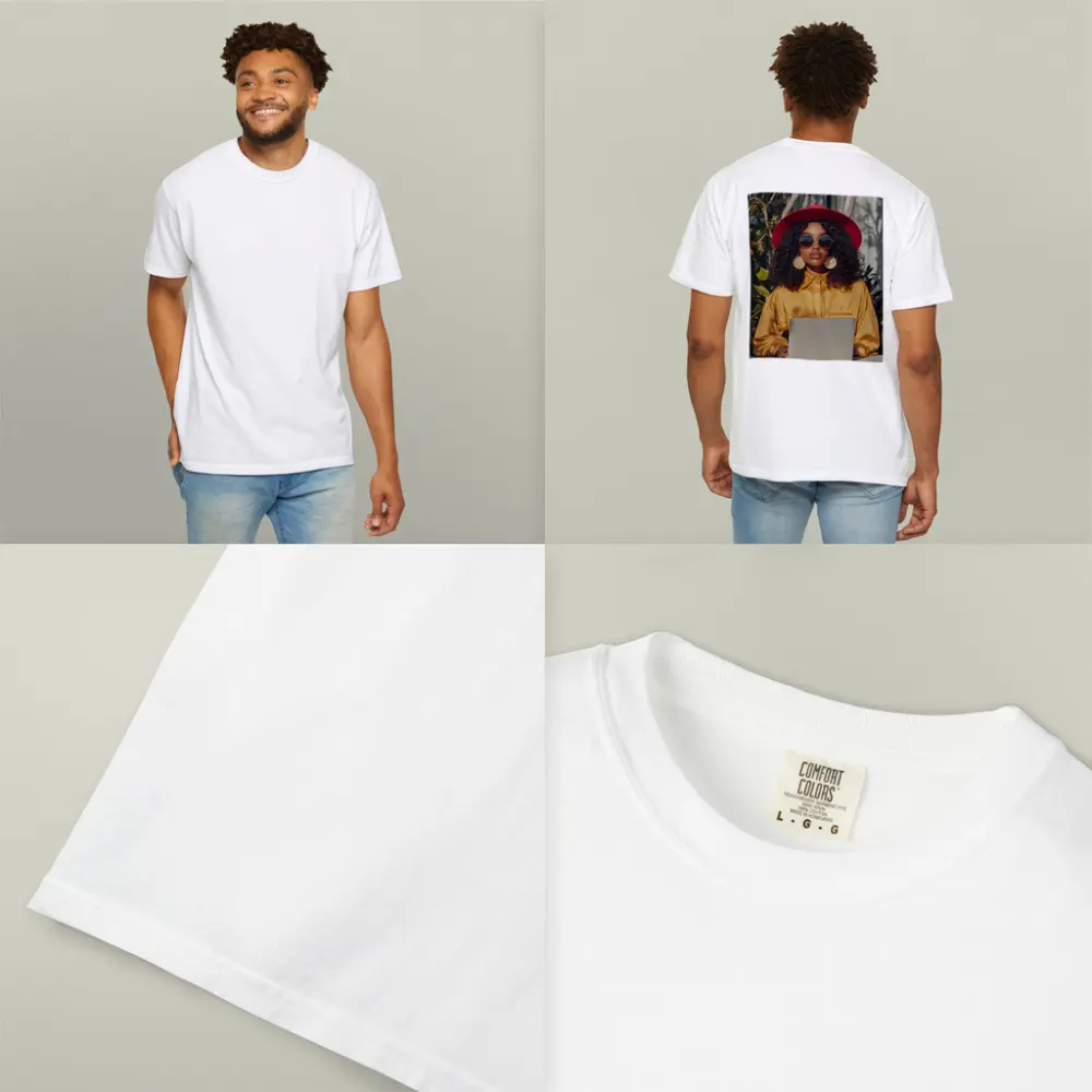 Stylish Woman Red Hat Yellow Blouse Laptop – T-Shirts