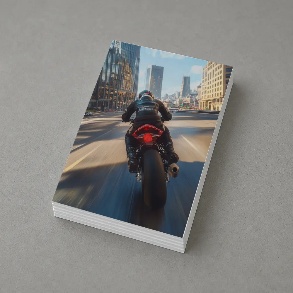 Sport Bike Rider Racing Through City Streets – Postcards