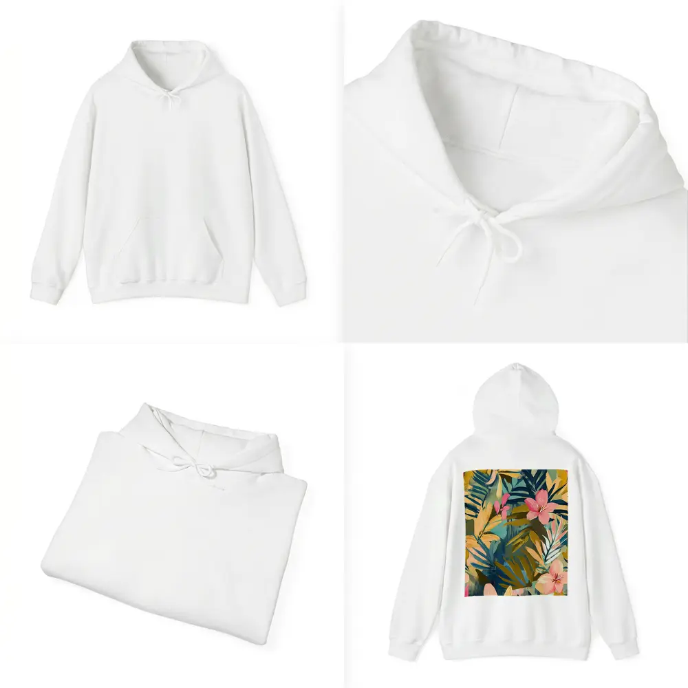Tropical Flowers and Palm Leaves Painting – Hoodies