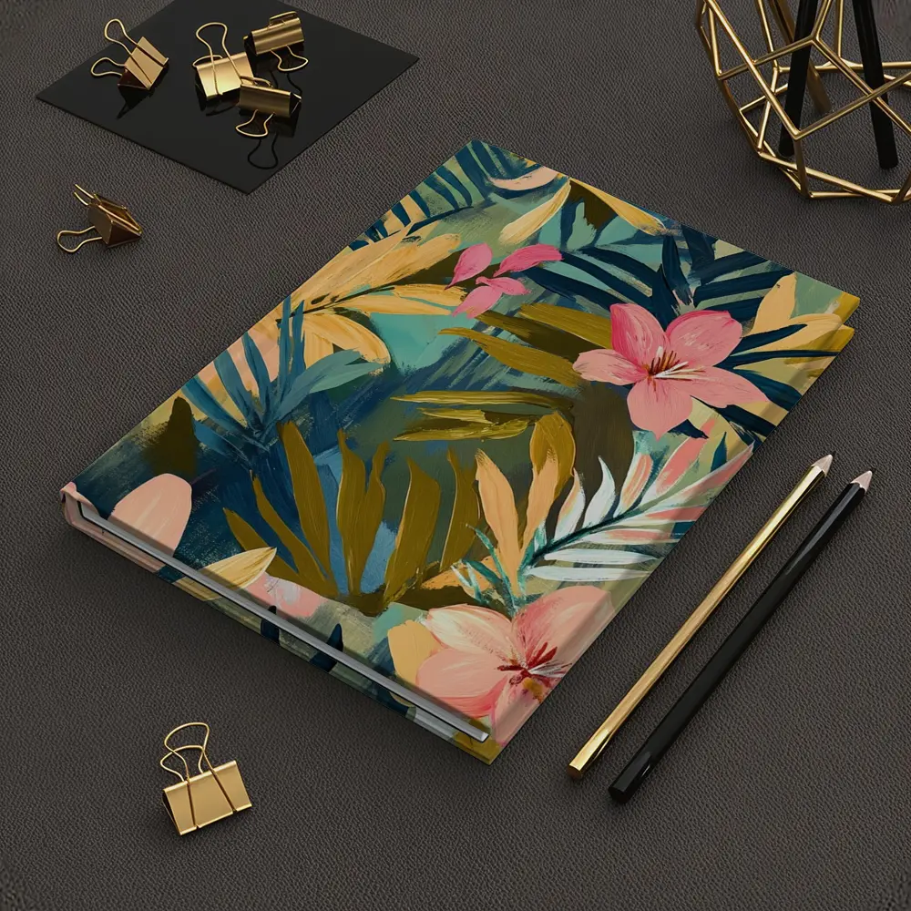 Tropical Flowers and Palm Leaves Painting – Notebooks