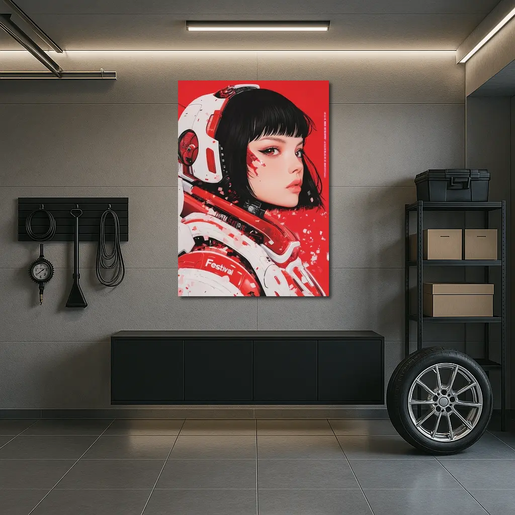 Tokyo Festival Anime Girl Red Background – Wall Art