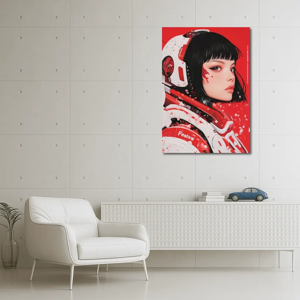 Tokyo Festival Anime Girl Red Background – Wall Art