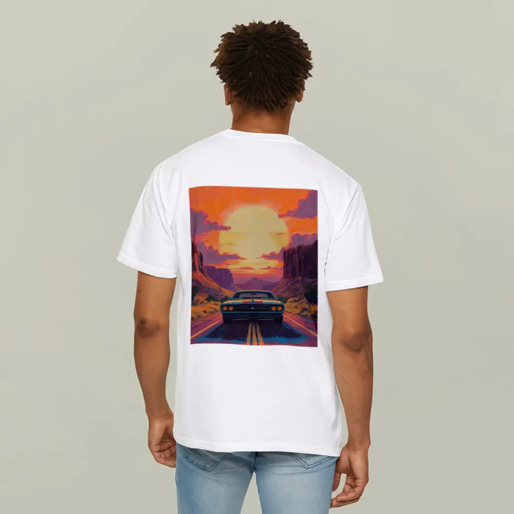 Dodge Challenger Desert Canyon Sunset Art – T-Shirts