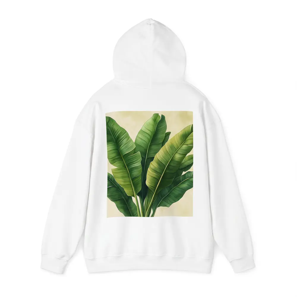 Tropical Banana Leaves Illustration Beige Background – Hoodies