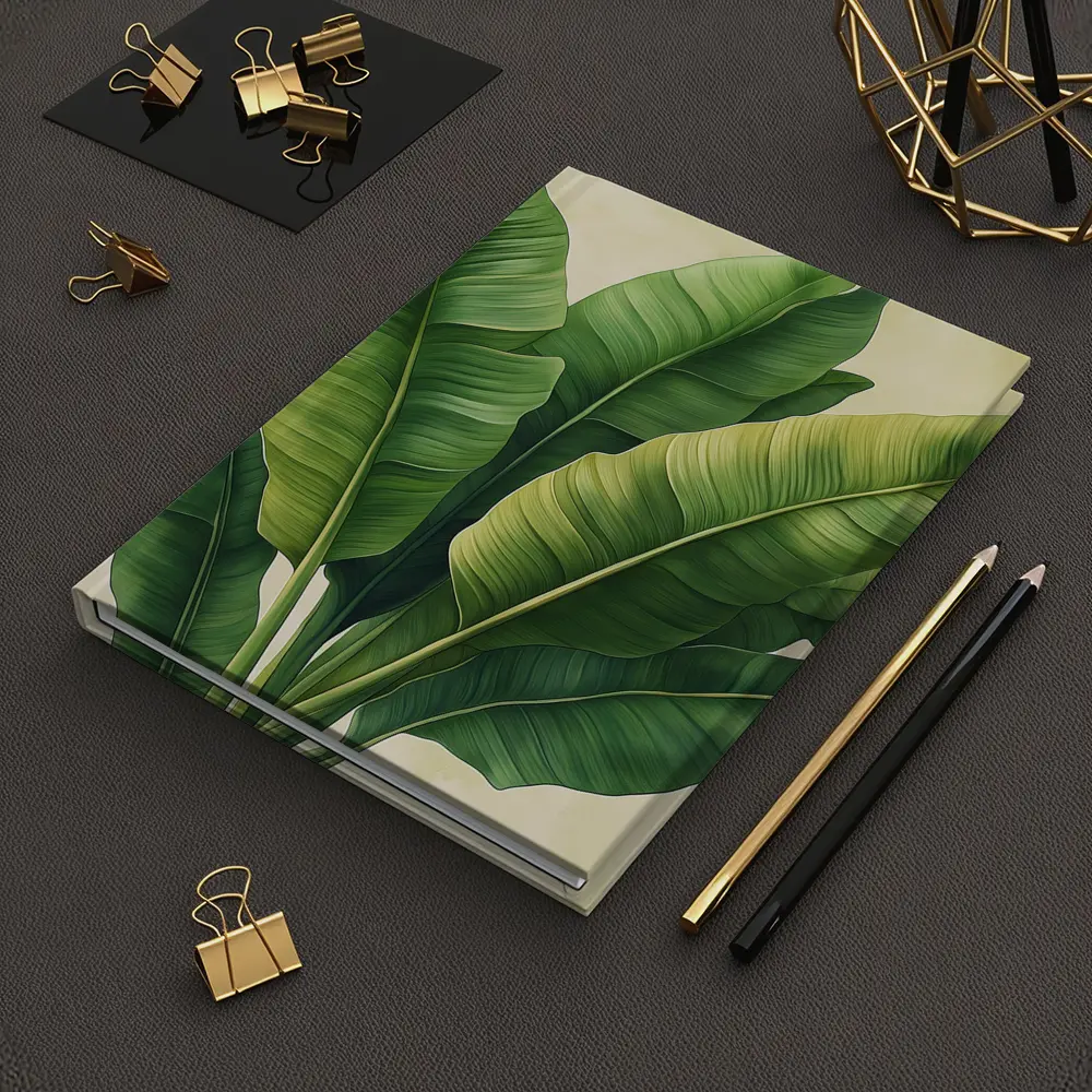 Tropical Banana Leaves Illustration Beige Background – Notebooks