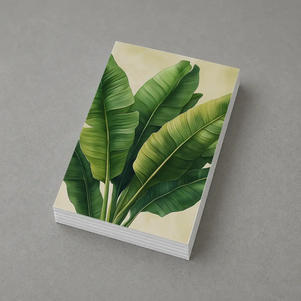 Tropical Banana Leaves Illustration Beige Background – Postcards