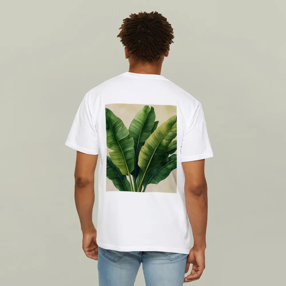 Tropical Banana Leaves Illustration Beige Background – T-Shirts