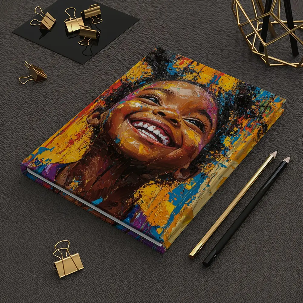 Joyful Girl Laughing Bold Expressionist Painting – Notebooks
