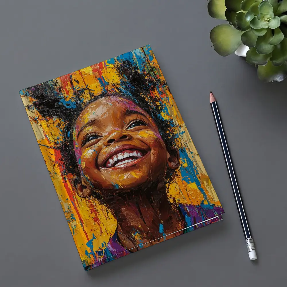 Joyful Girl Laughing Bold Expressionist Painting – Notebooks