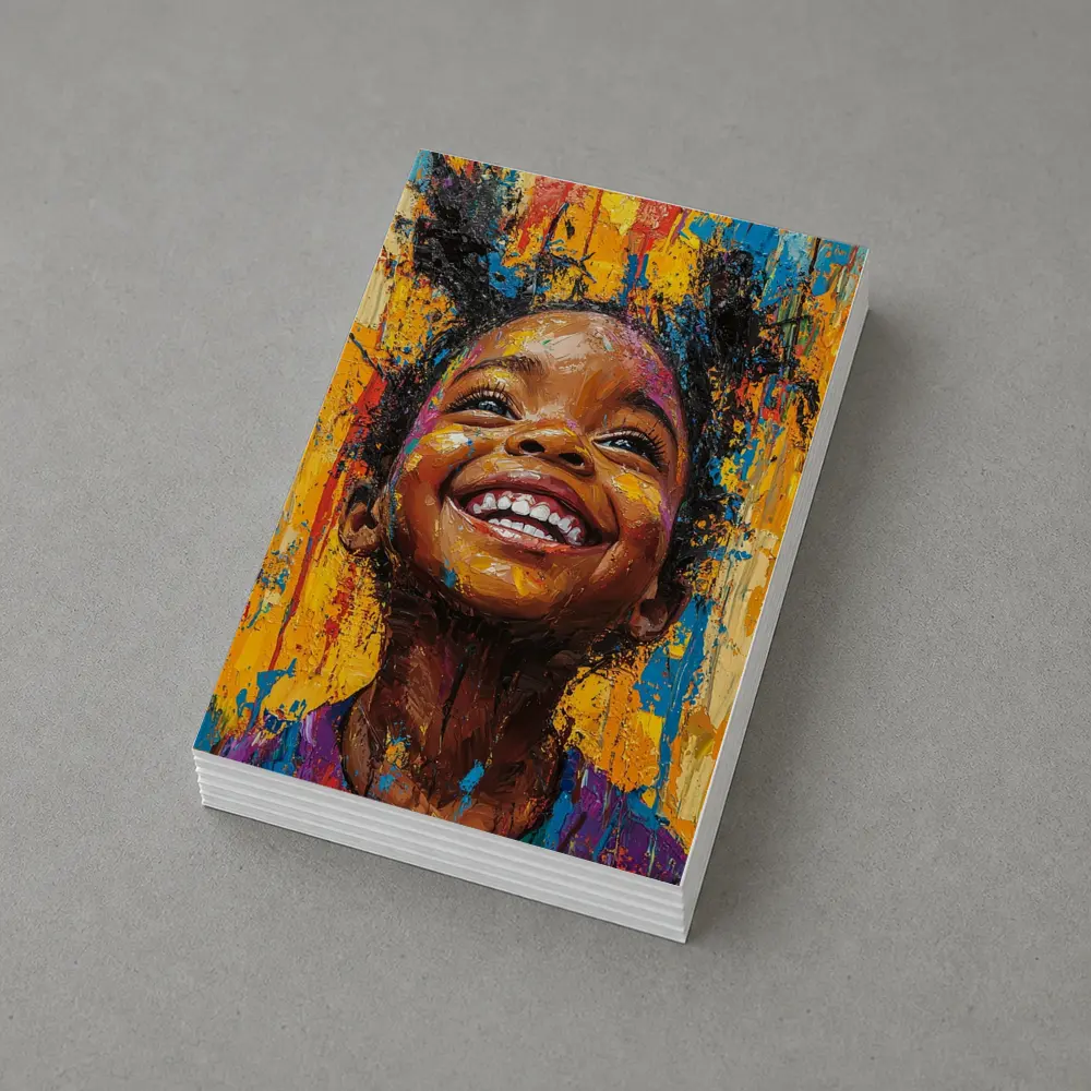Joyful Girl Laughing Bold Expressionist Painting – Postcards