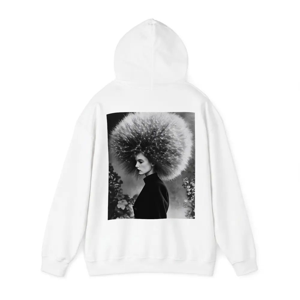 Woman Dandelion Head Black White Surreal Portrait – Hoodies