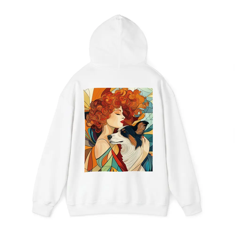Woman With Border Collie Art Nouveau Style – Hoodies