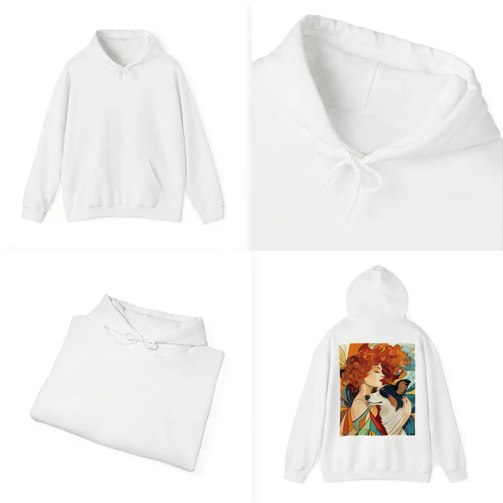Woman With Border Collie Art Nouveau Style – Hoodies