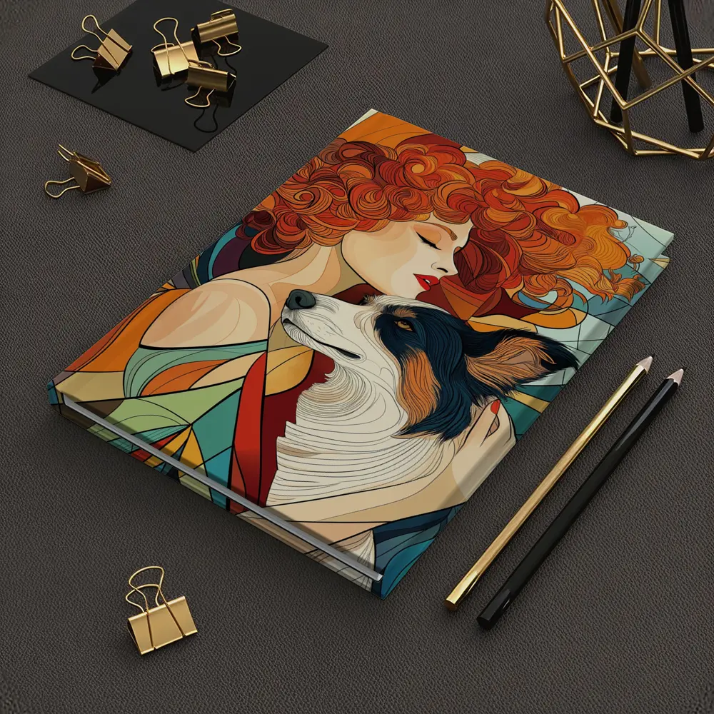 Woman With Border Collie Art Nouveau Style – Notebooks