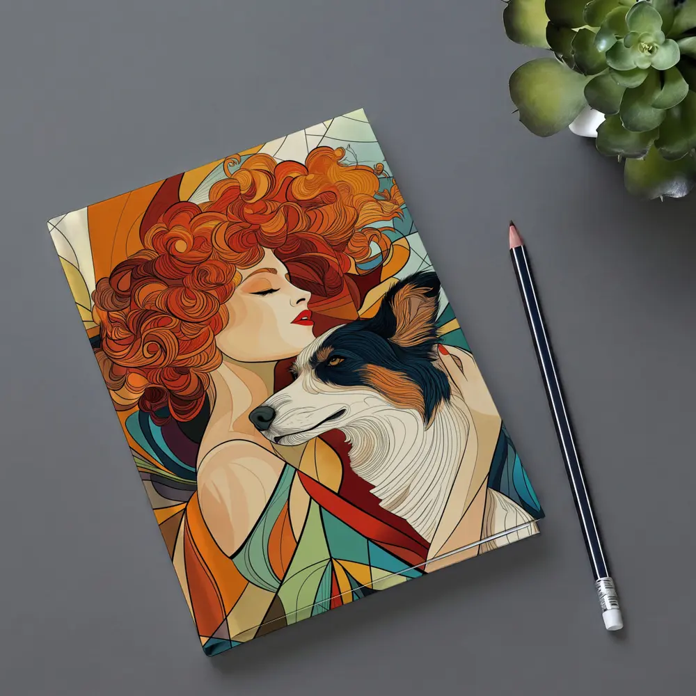 Woman With Border Collie Art Nouveau Style – Notebooks