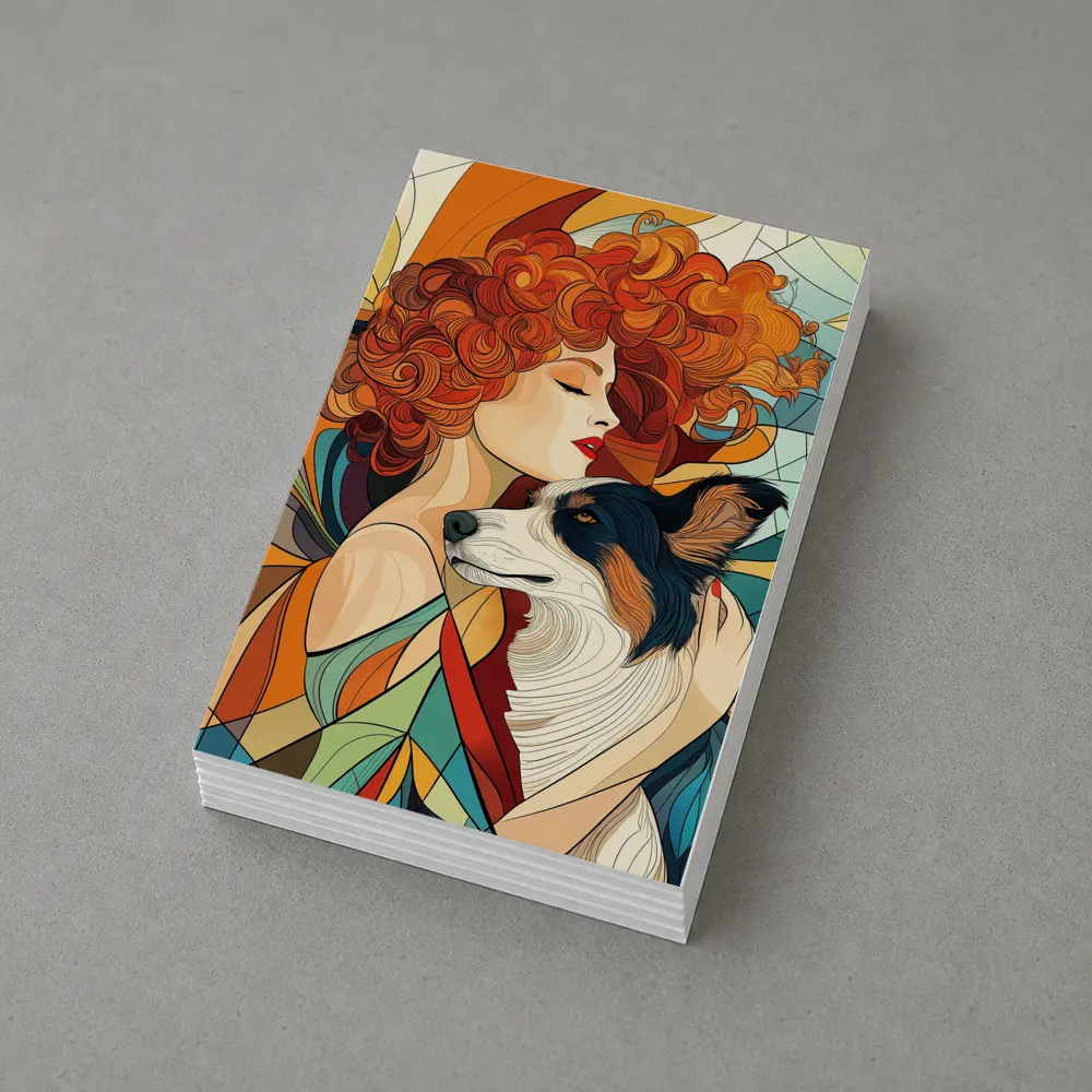 Woman With Border Collie Art Nouveau Style – Postcards