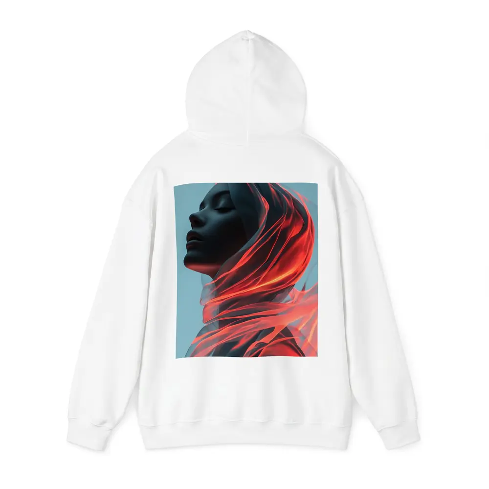 Dark Female Figure Red Flowing Veil Art – Hoodies