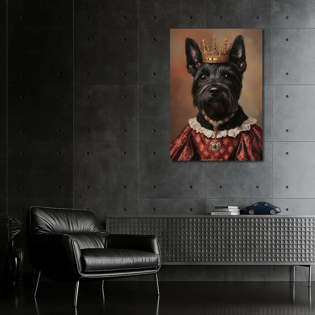 Royal Scottish Terrier Portrait Wearing Crown – Wall Art