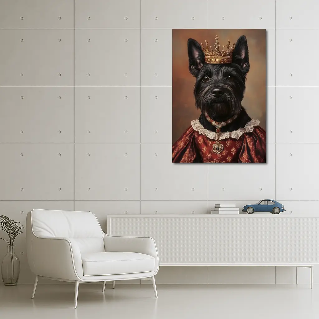 Royal Scottish Terrier Portrait Wearing Crown – Wall Art