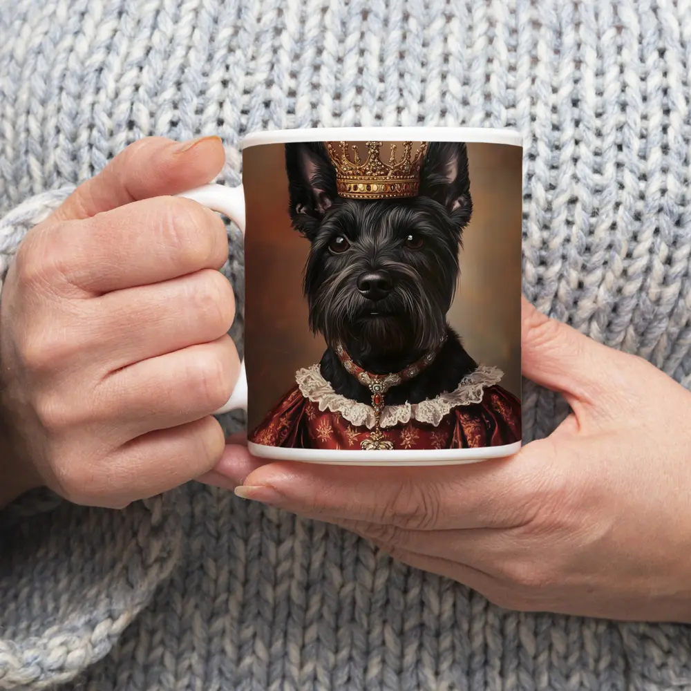Royal Scottish Terrier Portrait Wearing Crown – Mugs