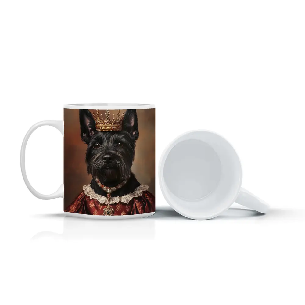 Royal Scottish Terrier Portrait Wearing Crown – Mugs