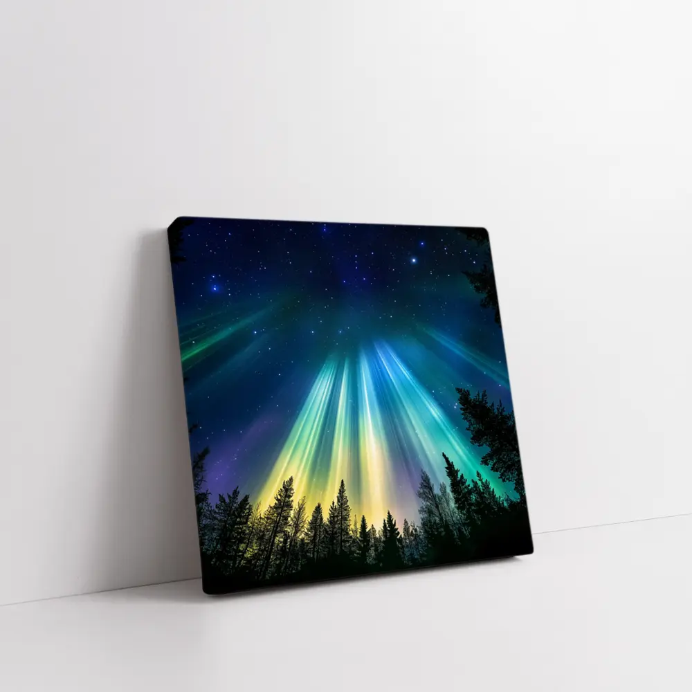 Aurora Borealis Northern Lights Forest Night – Wall Art