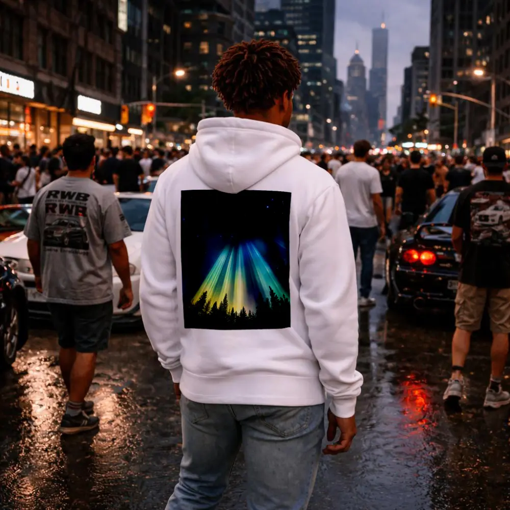 Aurora Borealis Northern Lights Forest Night – Hoodies