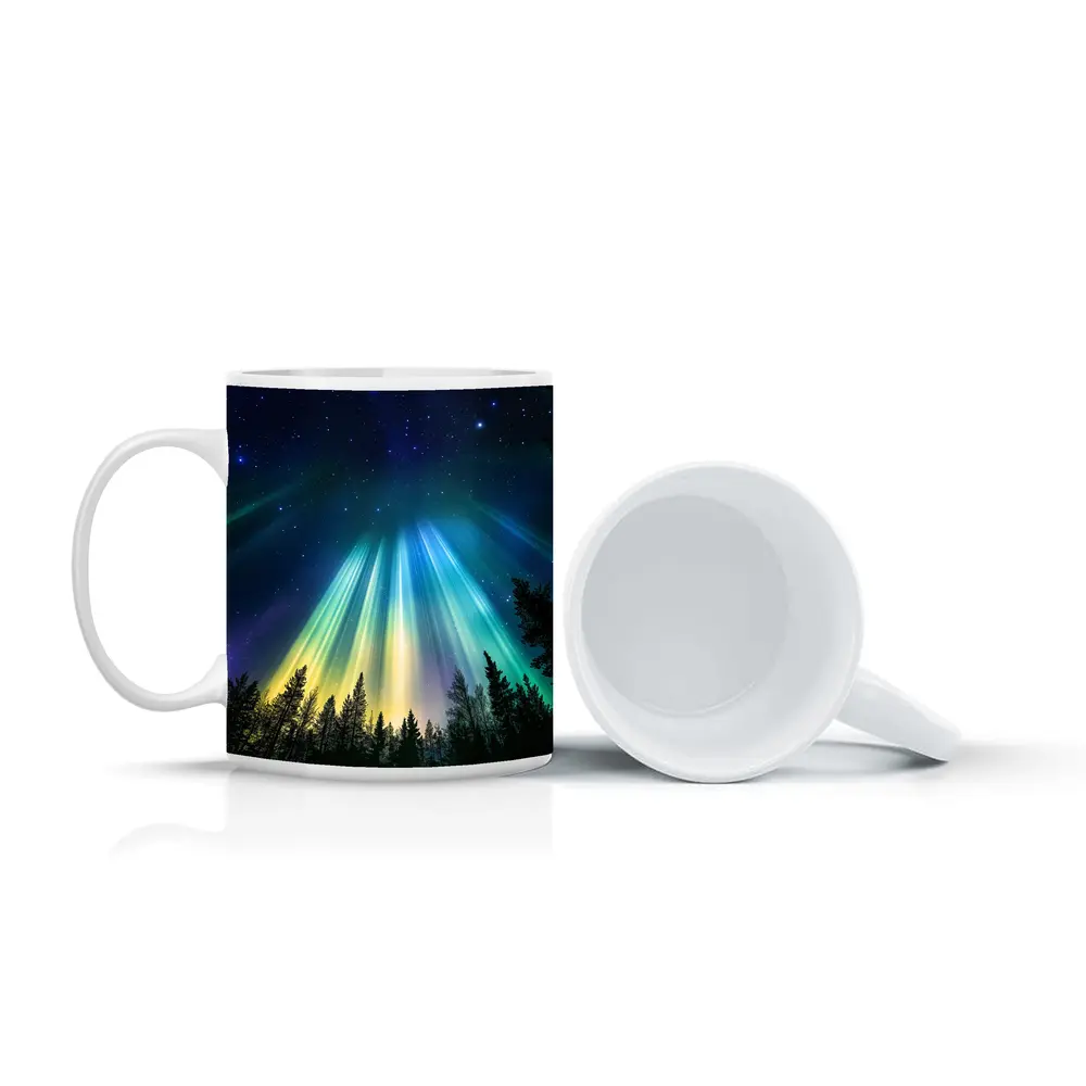 Aurora Borealis Northern Lights Forest Night – Mugs