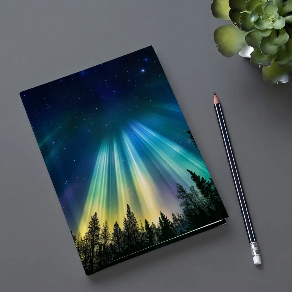 Aurora Borealis Northern Lights Forest Night – Notebooks