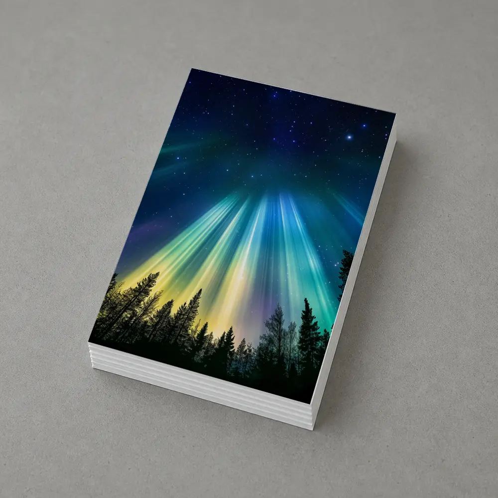 Aurora Borealis Northern Lights Forest Night – Postcards